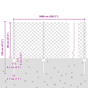 Recinzione a Maglie con 10 U Posts Argento 0.8x10 m Acciaio