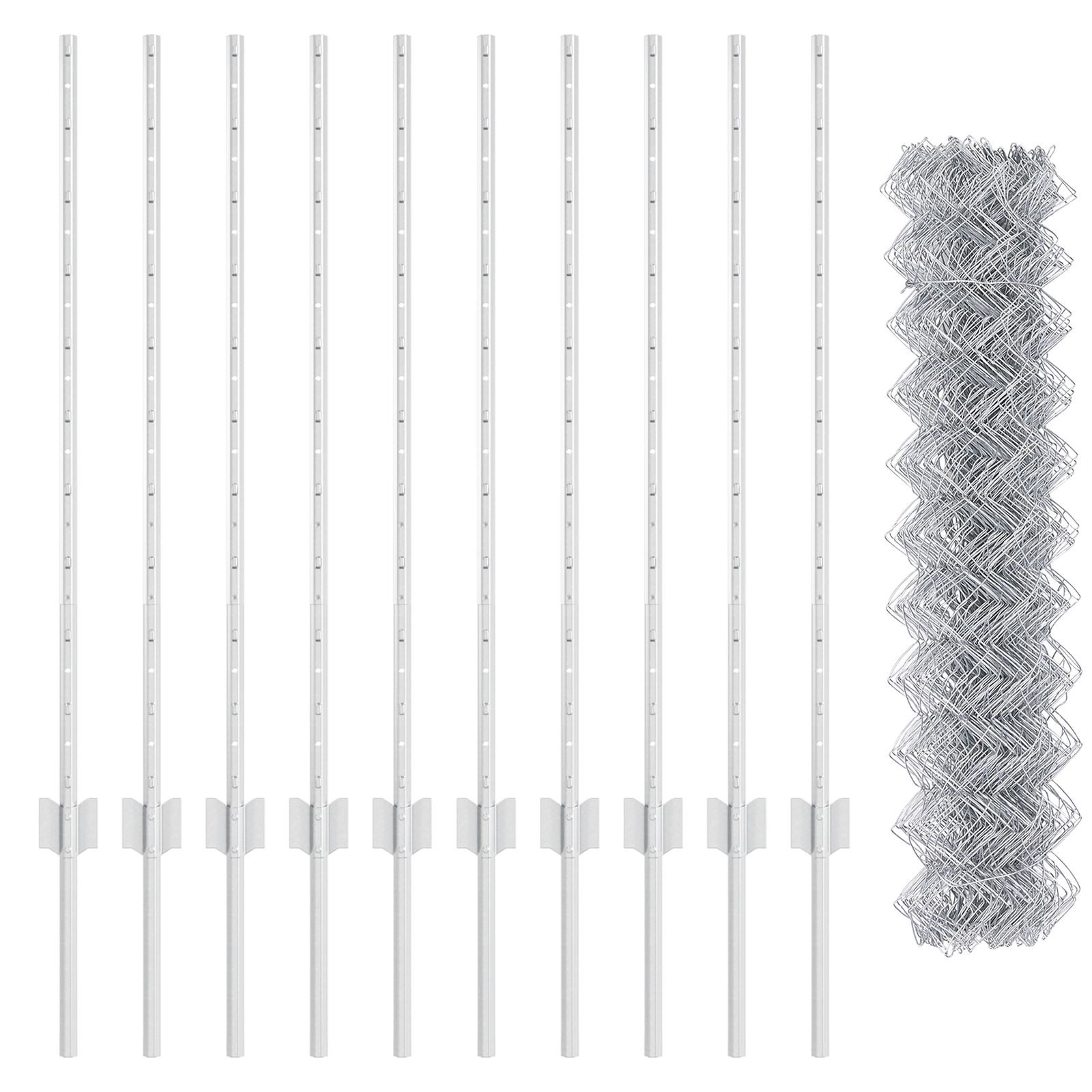 Recinzione a catena con 20 post in argento 1x10 m acciaio