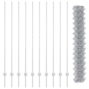 Recinzione a Maglia con 20 Post U Argento 1.5x10 m Acciaio