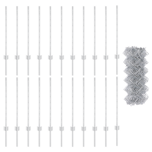 Recinzione a Maglie con 22 Pali in Argento 0,8x25 m Acciaio