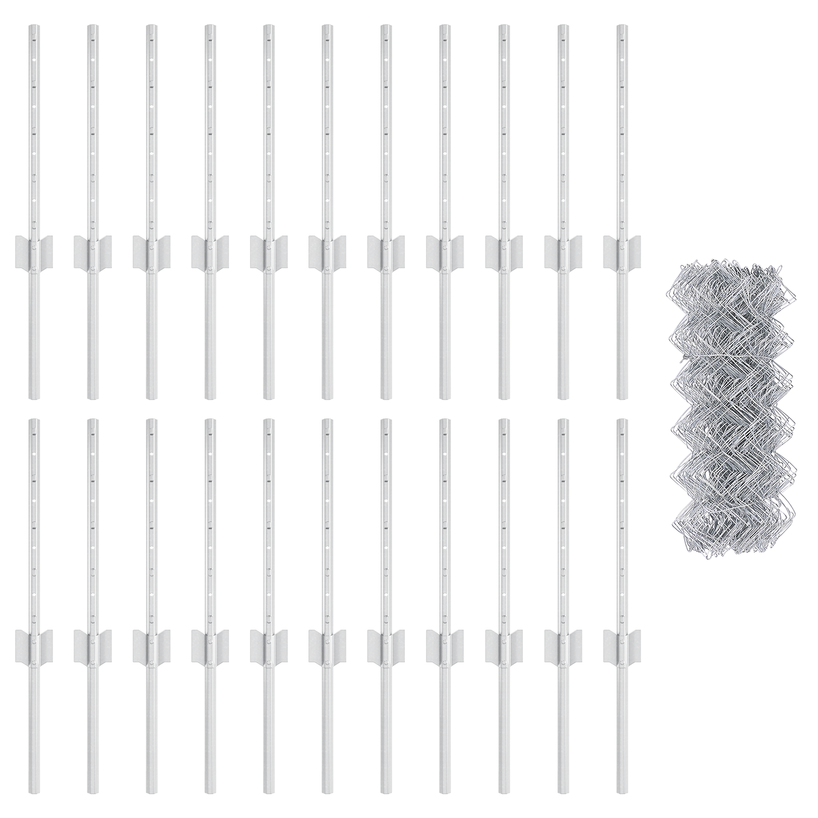 Recinzione a Maglie Chain con 22 U Post Argentata 0.4x25 m Acciaio