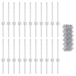 Recinzione a Maglie Chain con 22 U Post Argentata 0.4x25 m Acciaio