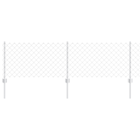 Recinzione a Maglie Metalliche con 22 Post in Argento 0.6x25 m Acciaio