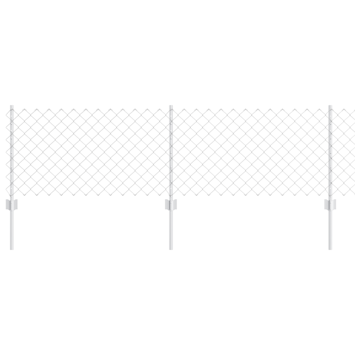 Recinzione a Maglie Metalliche con 22 Post in Argento 0.6x25 m Acciaio