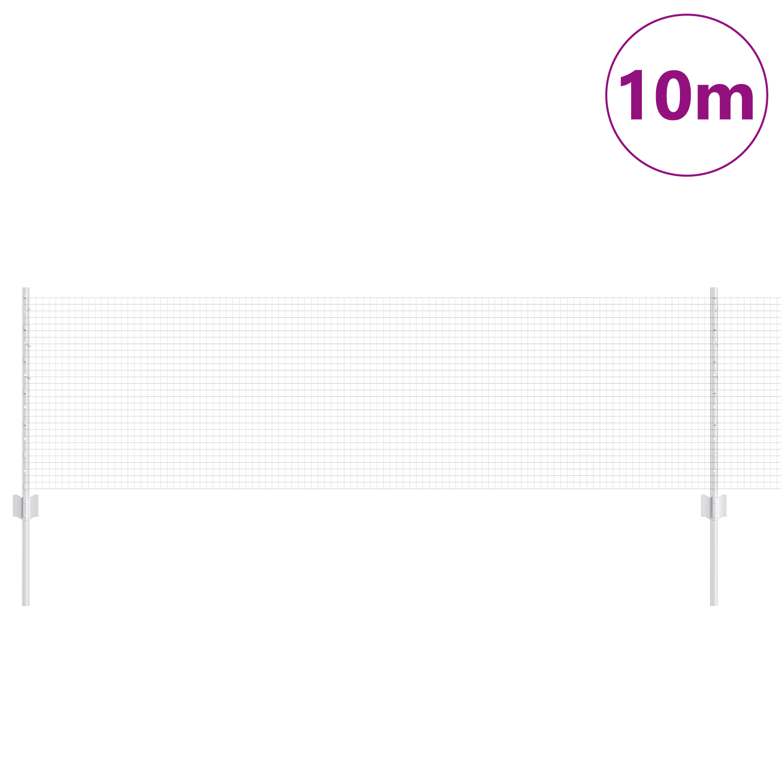 Recinzione in filo saldato con 5 pali U argento 0.6x10 m acciaio