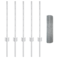 Recinzione in Rete Saldata con 5 Pali a U Argento 0.6x10 m Acciaio