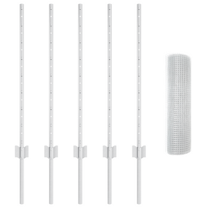 Recinzione in Rete Saldato con 5 Pali Argento 0.8x10 m Acciaio