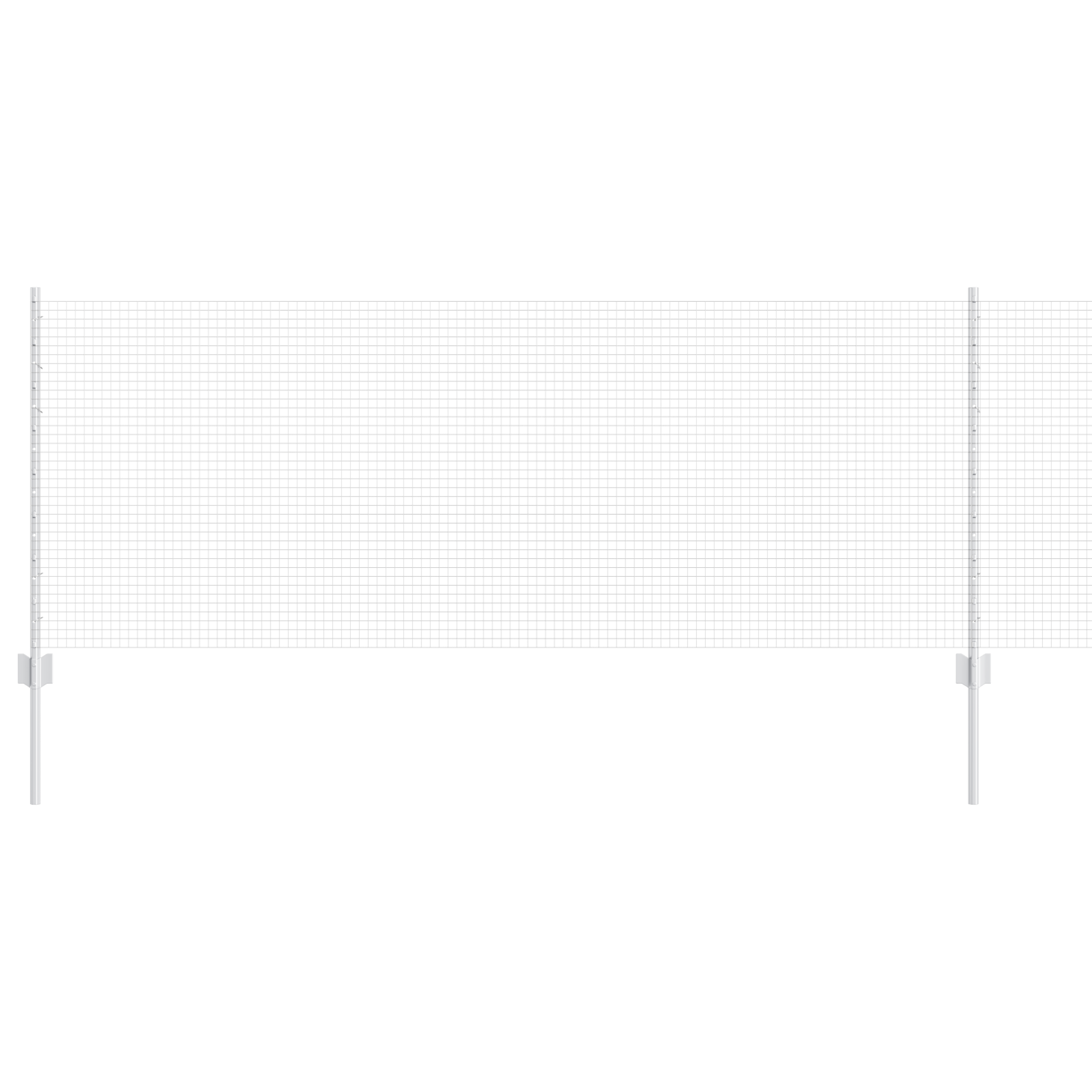 Recinzione in rete saldata con 5 pali a U Argento 0.8x10 m Acciaio