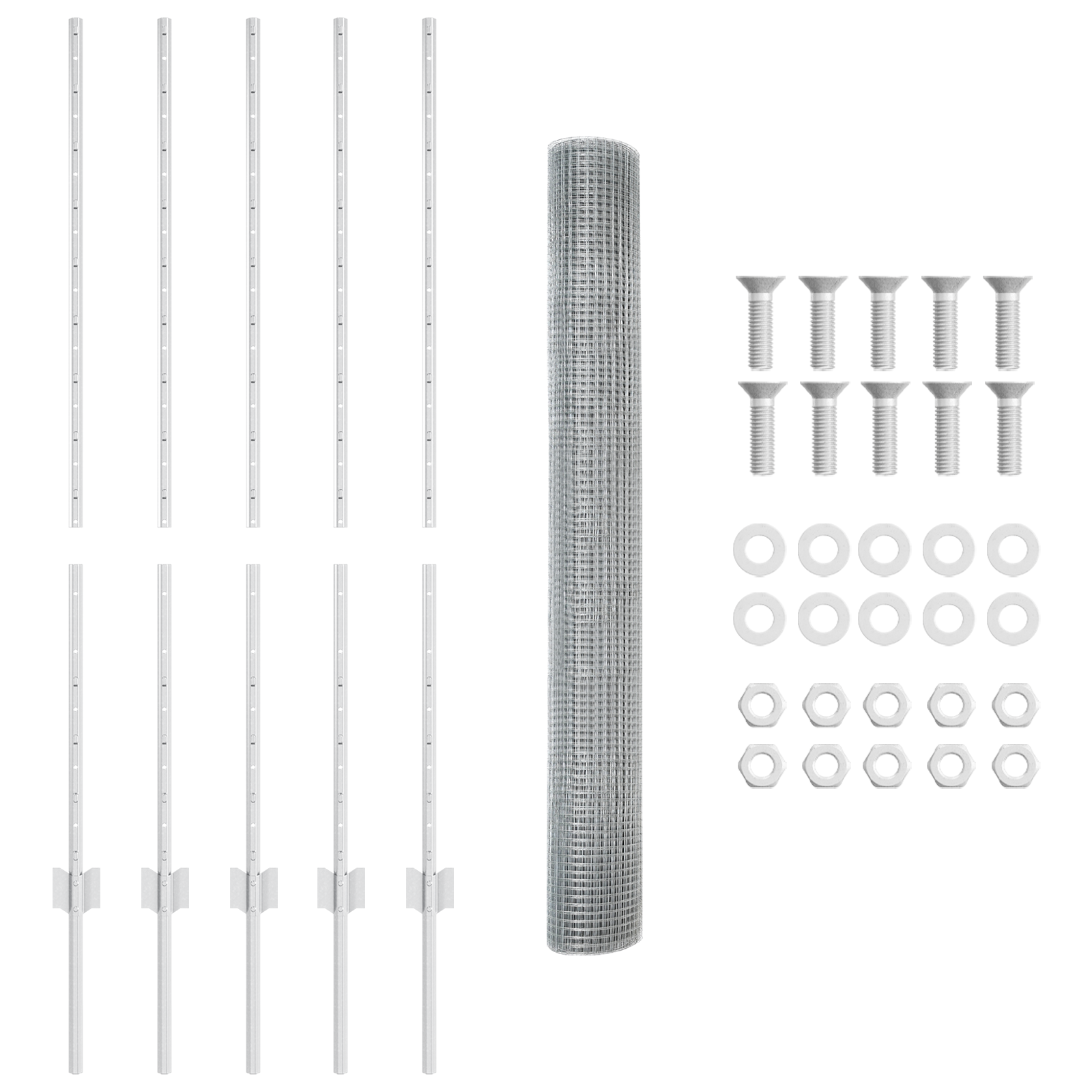 Recinzione in Filo Saldato con 10 Post in Acciaio Argento 1.2x10 m
