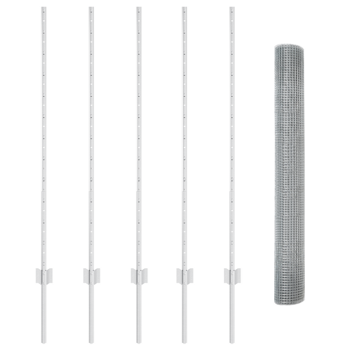 Recinzione in Filo Saldato con 10 Poste U Argento 1.2x10 m Acciaio