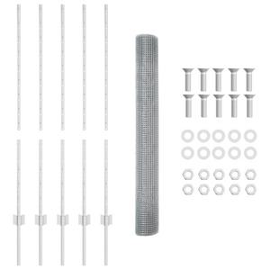 Recinzione in Filo Saldato con 10 Poste U Argento 1.2x10 m Acciaio