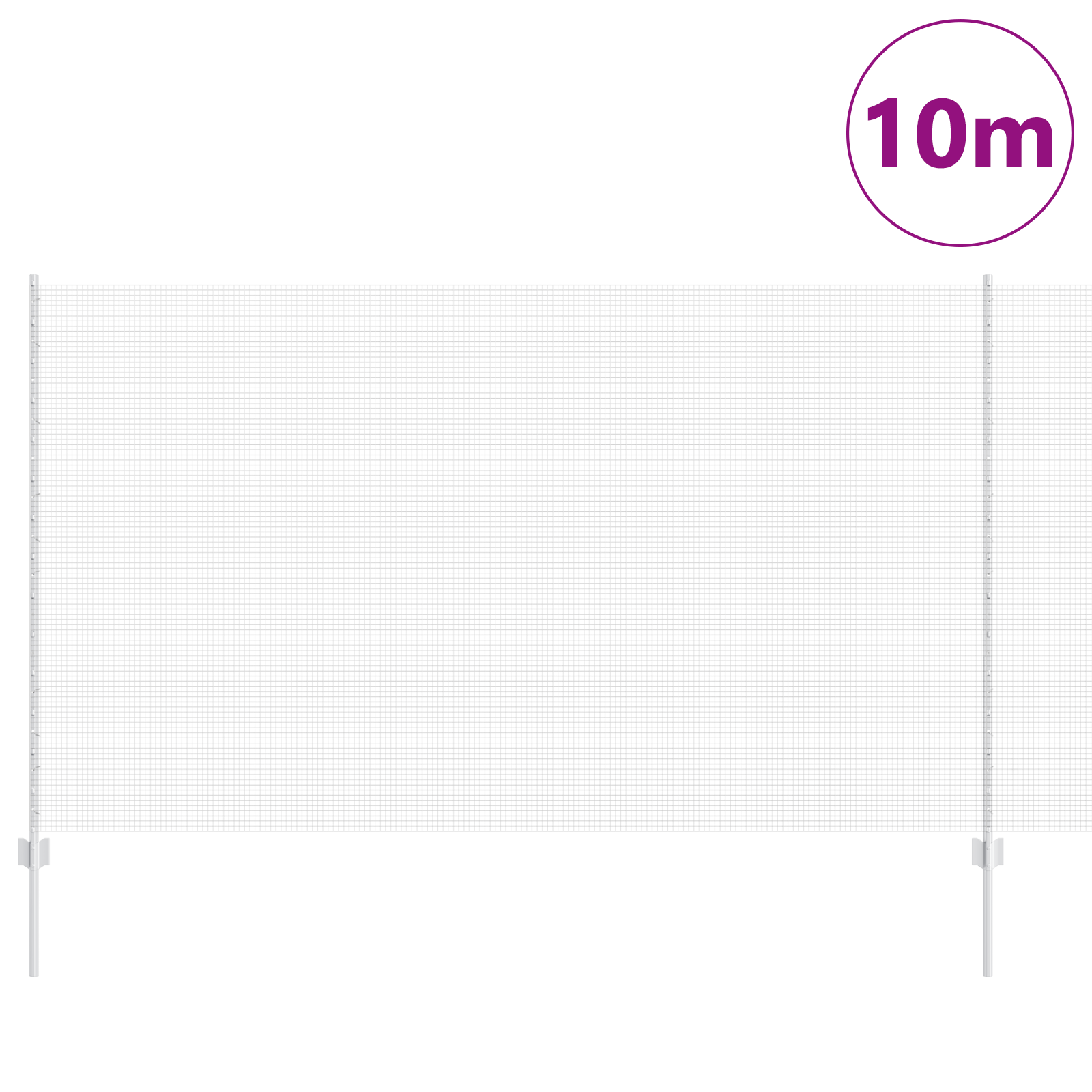 Recinzione in filo saldato con 10 pali argento 1,4x10 m in acciaio