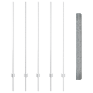 Recinzione in rete saldata con 10 pali U Argento 1.4x10 m Acciaio