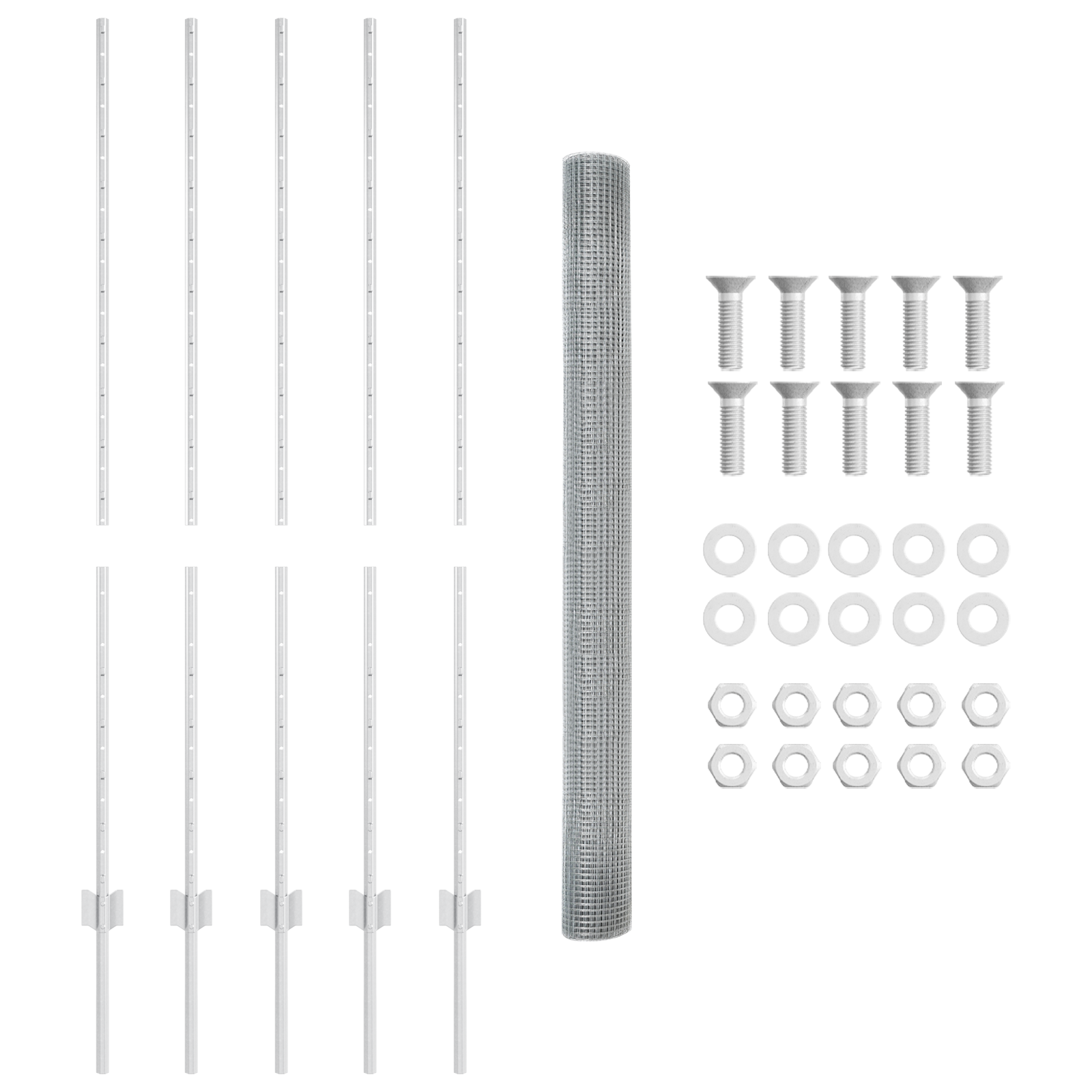 Recinzione in Filo Saldato con 10 Post Silver 1.4x10 m Acciaio