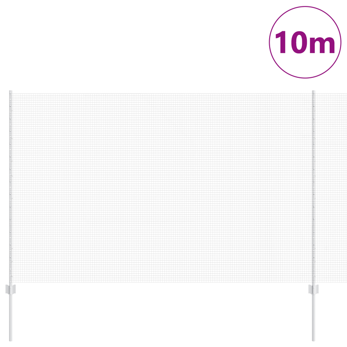 Recinzione in Filo Saldato con 10 Pali Argento 1.5x10 m Acciaio