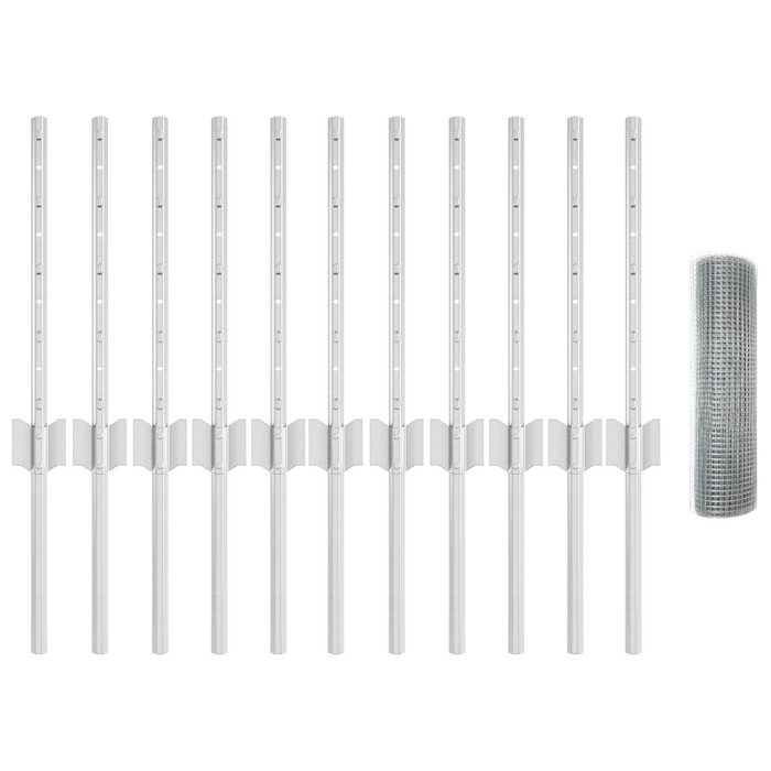 Recinzione in filo saldato con 11 post U Argento 0,4x25 m Acciaio