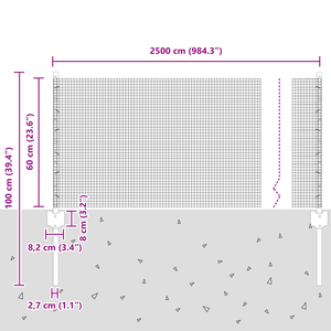 Recinzione in Rete Saldata con 11 Post U Argento 0.6x25 m Acciaio