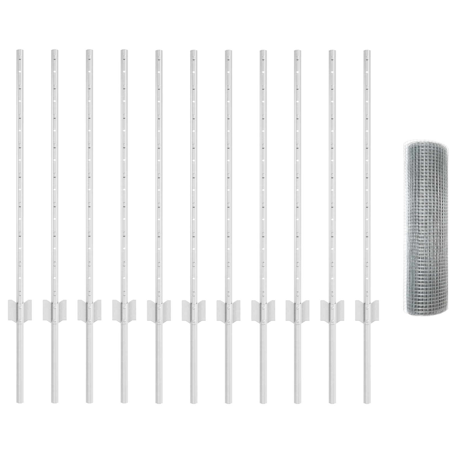 Recinzione in Rete Saldato con 11 Posti U Argento 0.8x25 m Acciaio