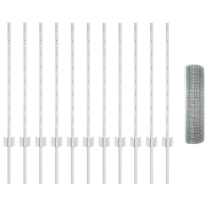 Recinzione in Rete Saldato con 11 Posti U Argento 0.8x25 m Acciaio