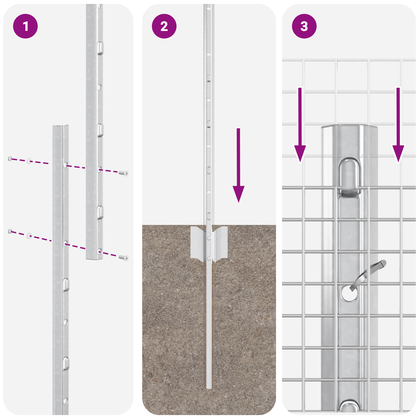Recinzione in rete saldata con 22 U post argento 1x25 m in acciaio