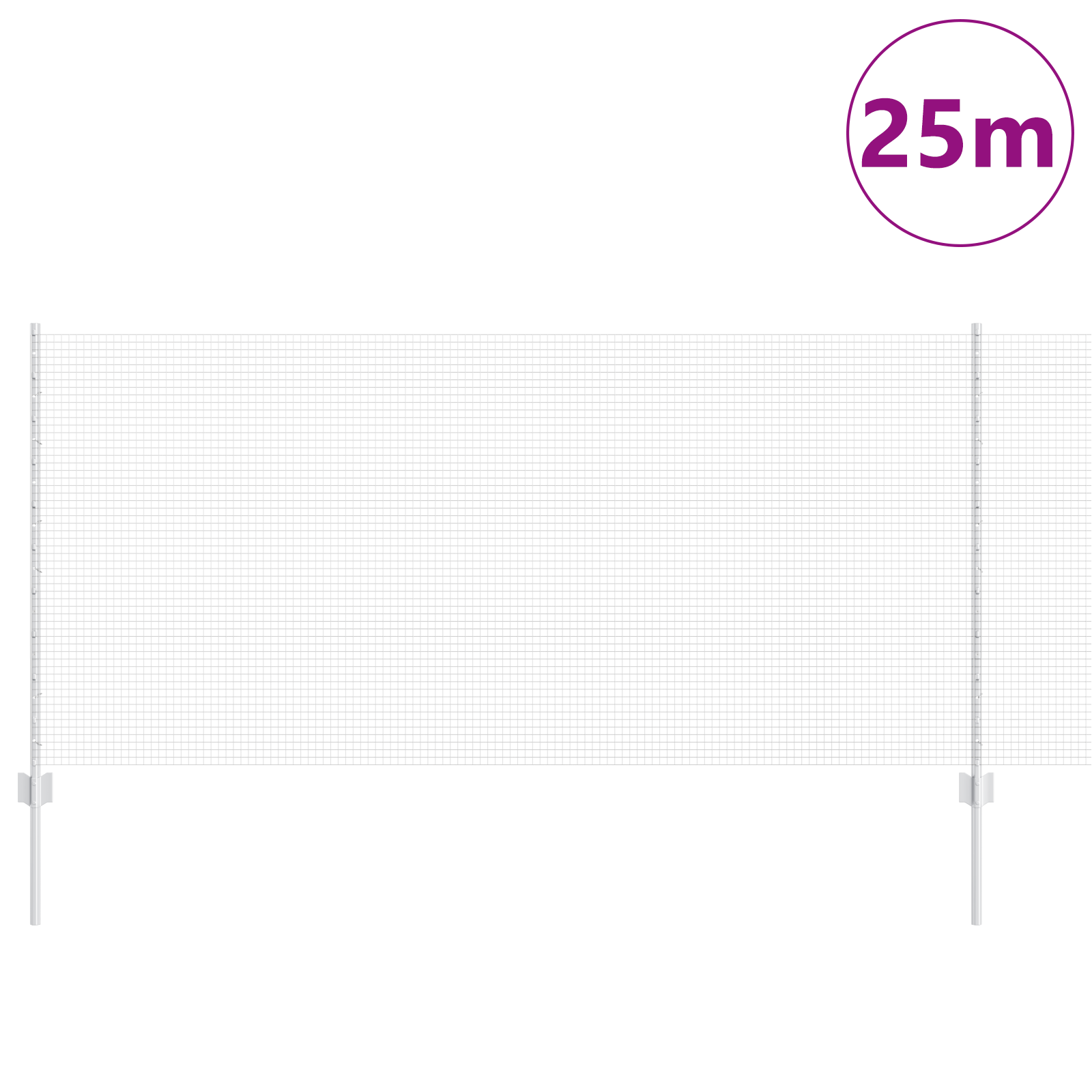 Recinzione in rete saldata con 22 U post argento 1x25 m in acciaio