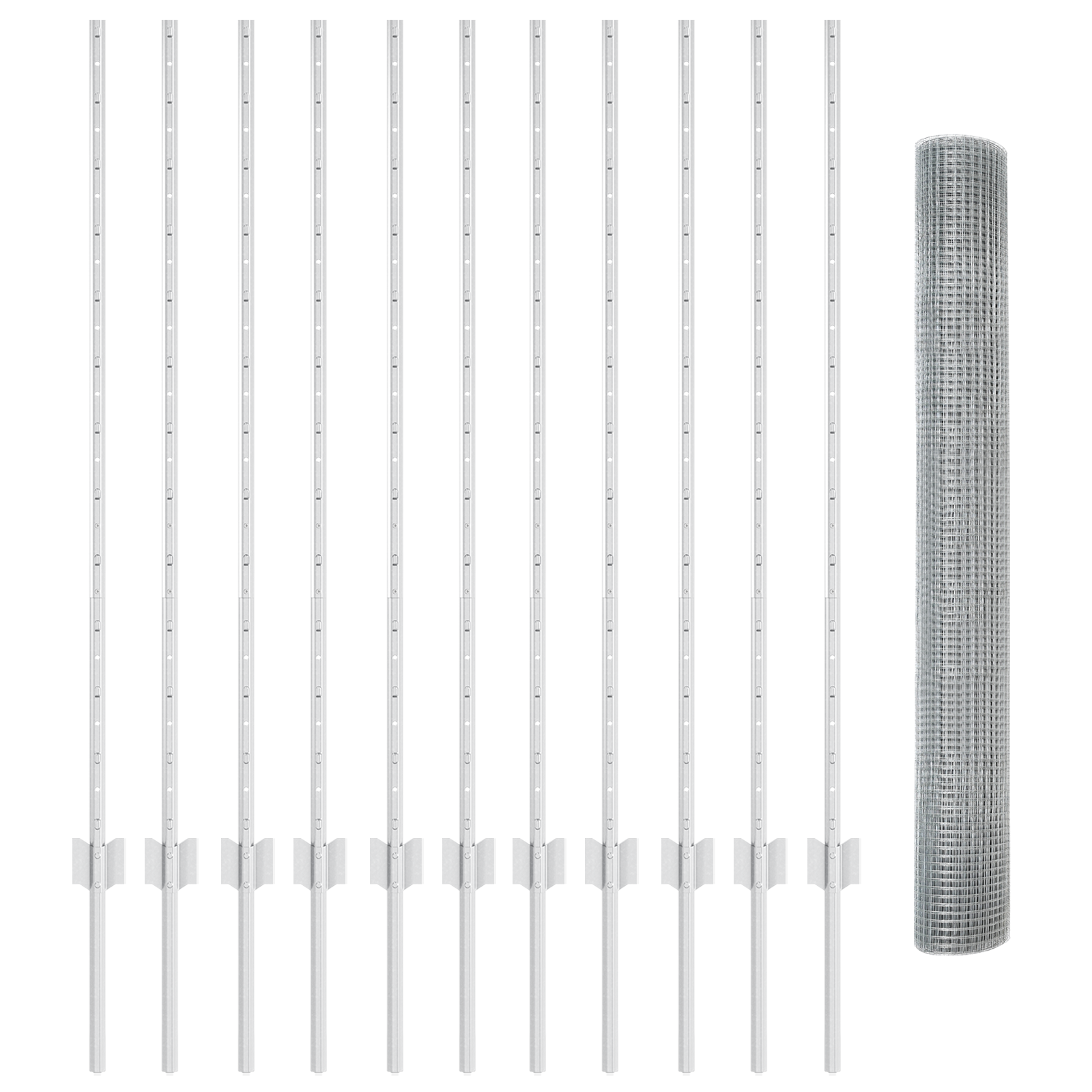 Recinzione in Filo Saldato con 22 Post U Argento 1.2x25 m Acciaio