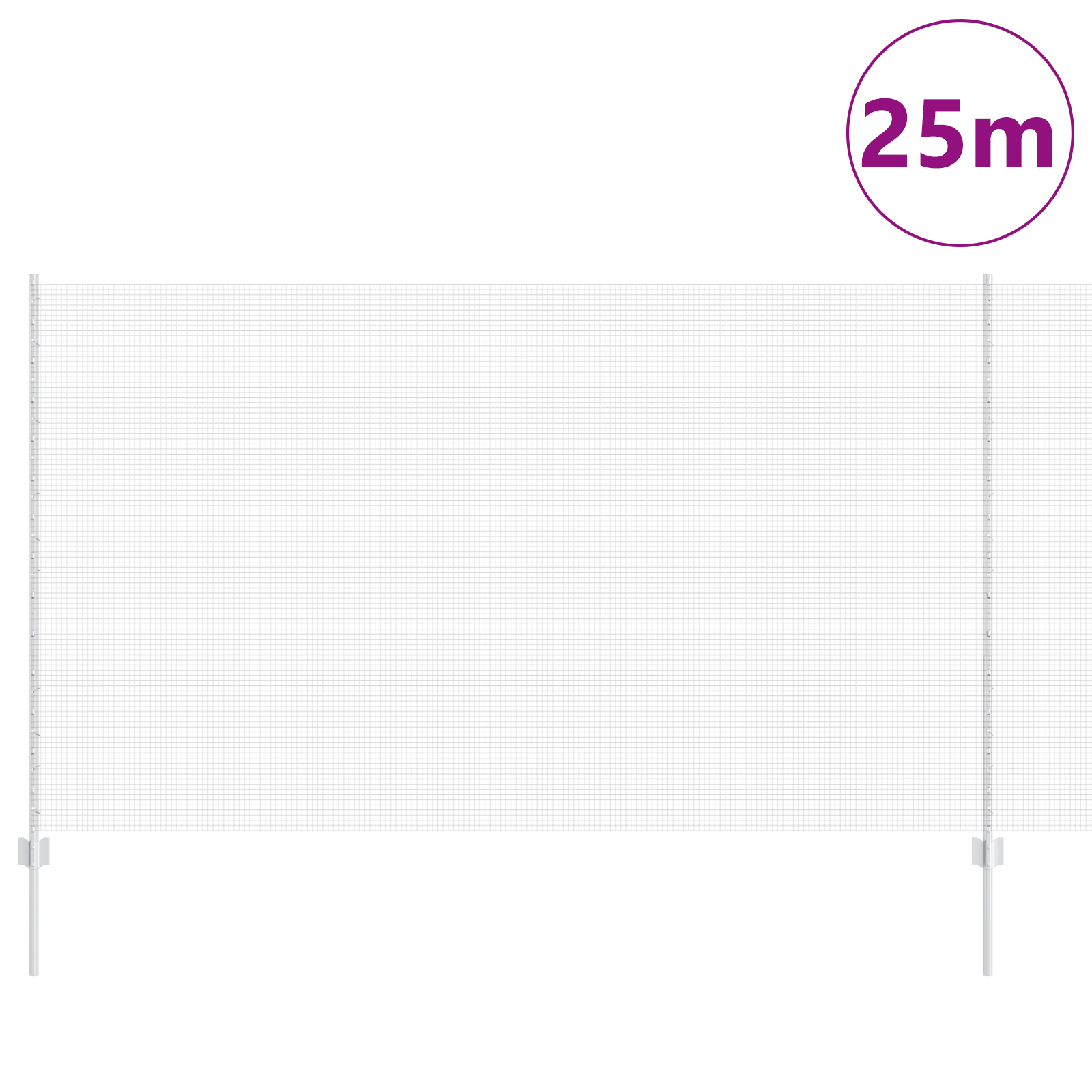 Recinto in rete saldata con 22 pali a U Argento 1.4x25 m Acciaio