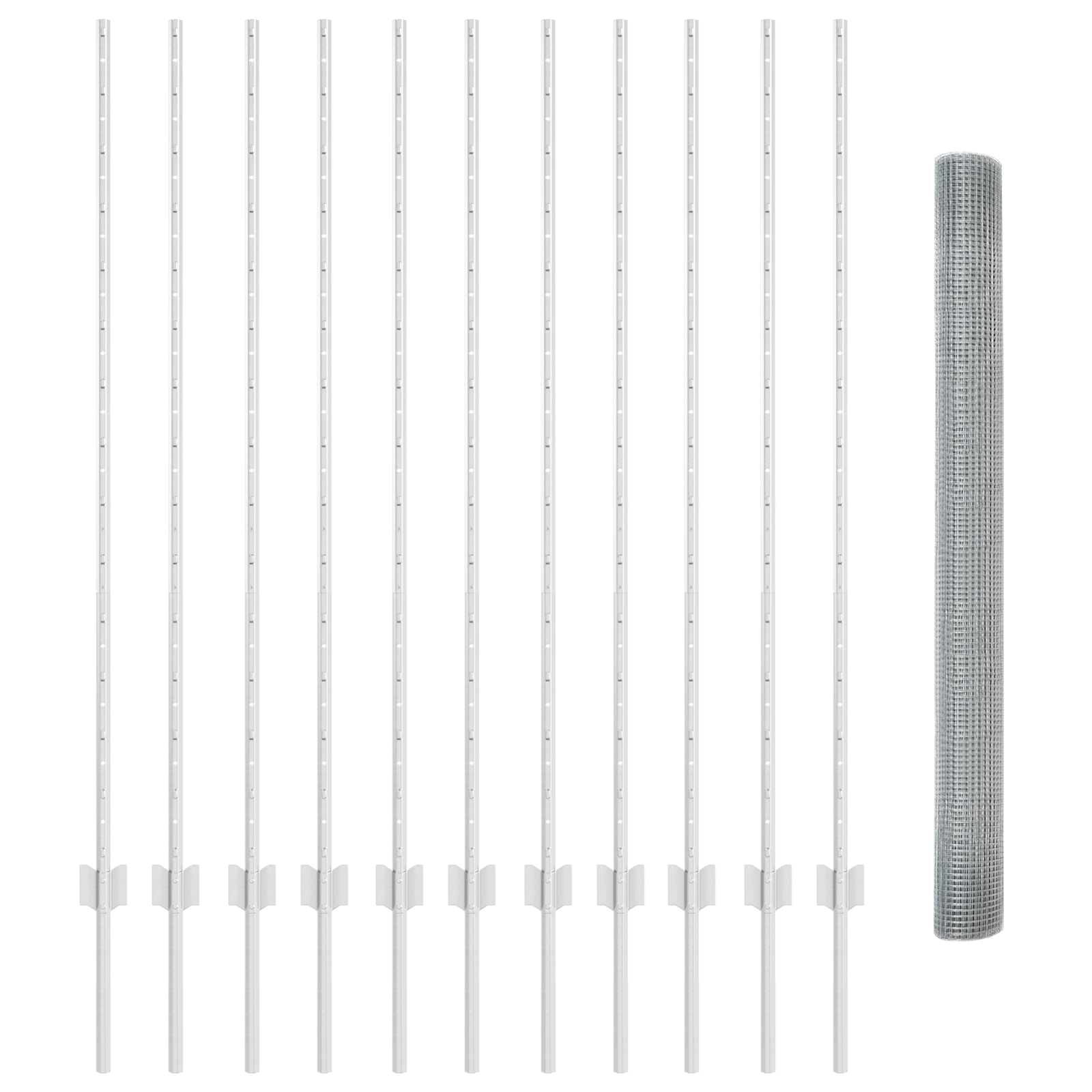 Recinto in rete saldata con 22 pali a U Argento 1.4x25 m Acciaio