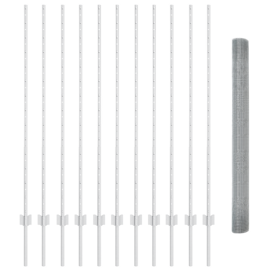 Recinzione in Filo Saldato con 22 Post in U Argento 1.4x25 m Acciaio