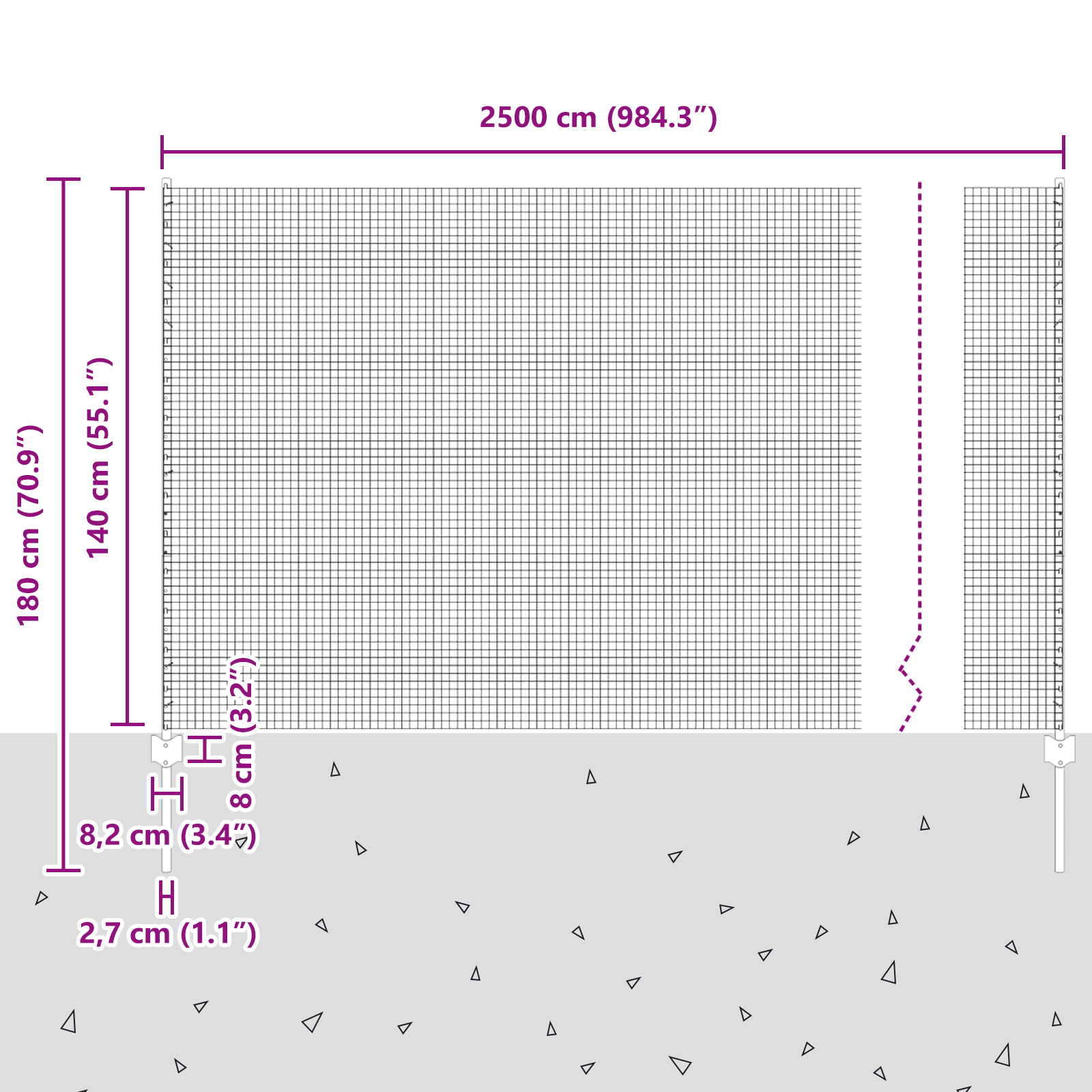 Recinzione in Filo Saldato con 22 Post in U Argento 1.4x25 m Acciaio