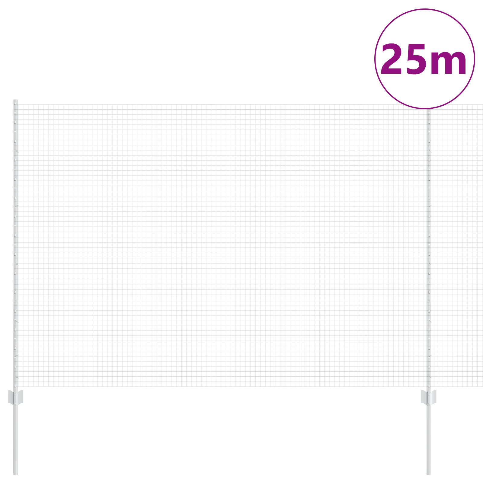 Recinzione in Rete Saldata con 22 Post U Argento 1,5x25 m Acciaio