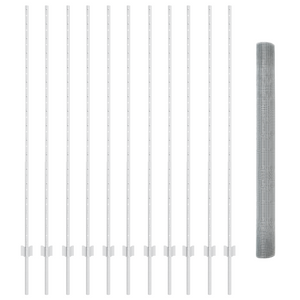 Recinzione in Rete Saldata con 22 Post U Argento 1,5x25 m Acciaio