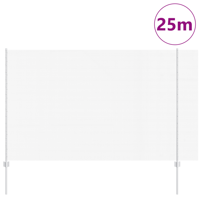 Recinzione in Rete Saldato con 22 Post U Argento 1.6x25 m Acciaio