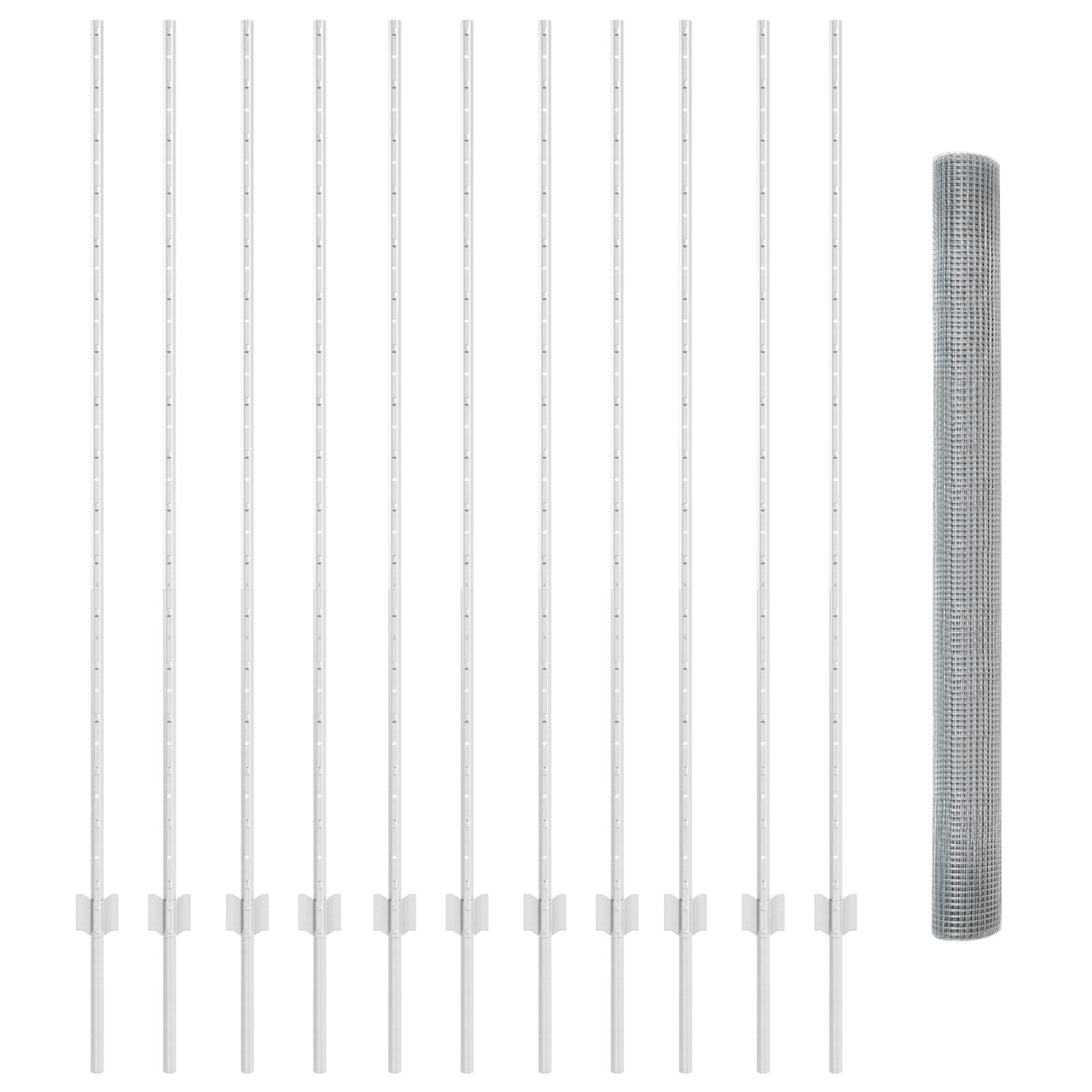 Recinzione a Rete Saldato con 22 Pali U Argento 1.6x25 m Acciaio