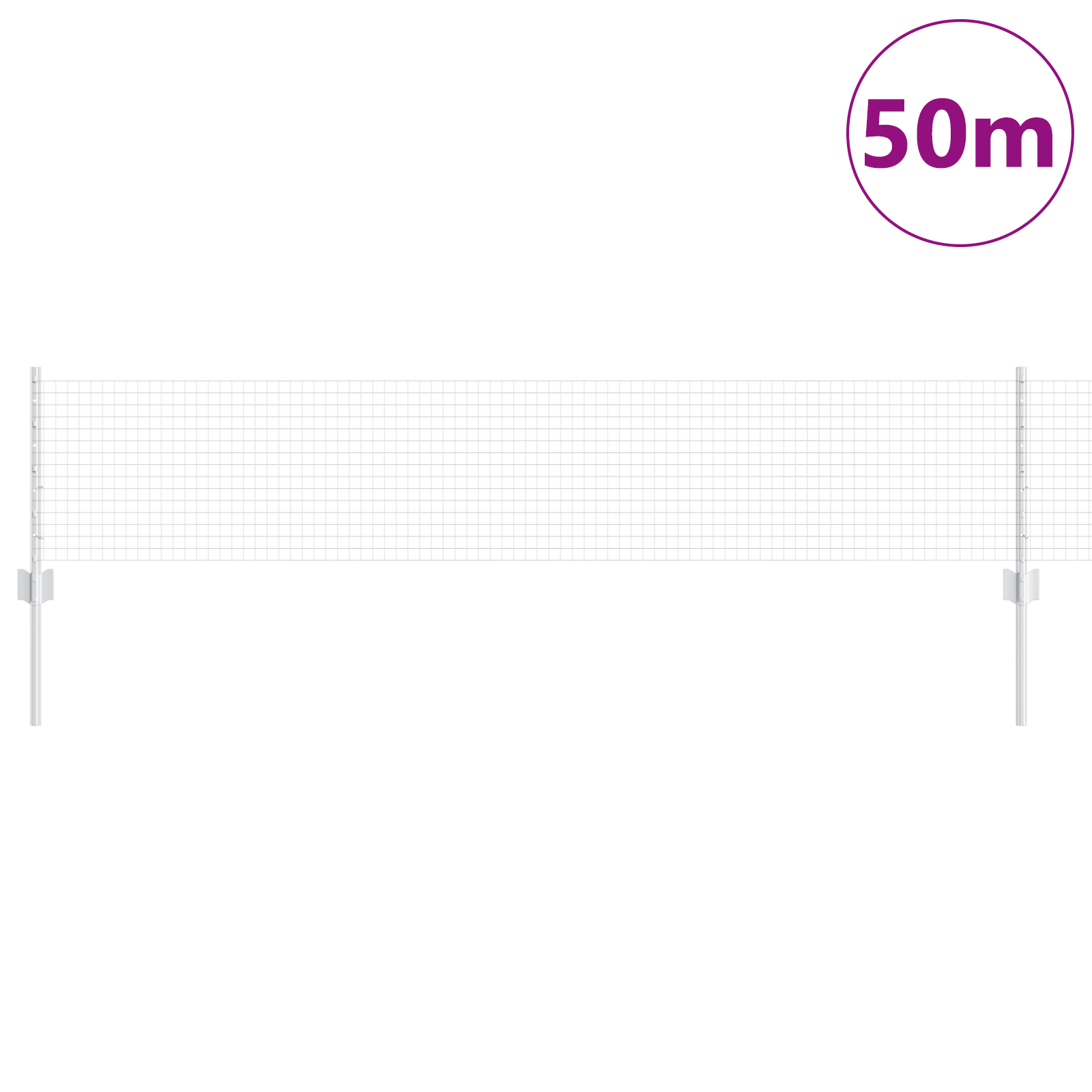 Recinzione in Filo Saldato con 22 Pali Argento 0.4x50 m Acciaio