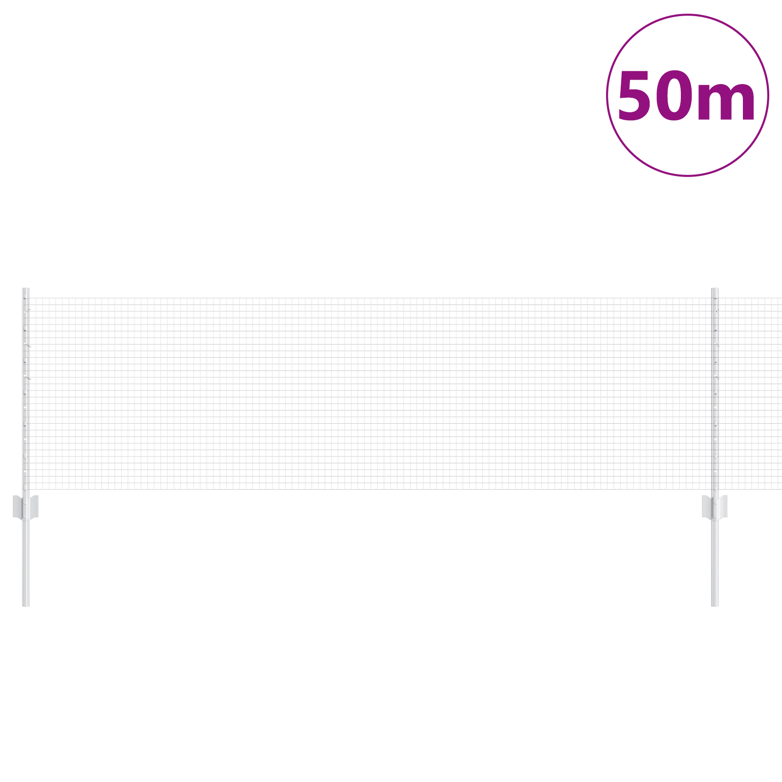 Recinzione in filo saldato con 22 post U argento 0,6x50 m acciaio