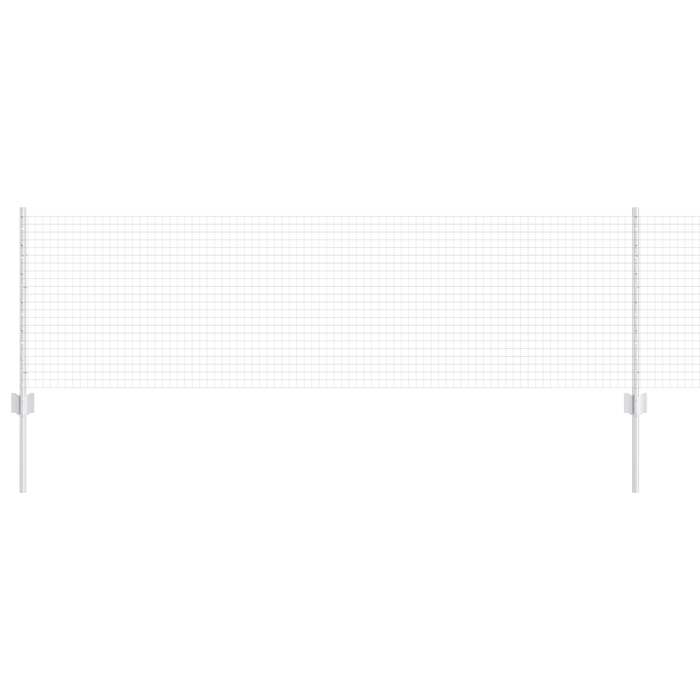 Recinzione in Filo Saldato con 22 Pali U Argento 0.6x50 m Acciaio