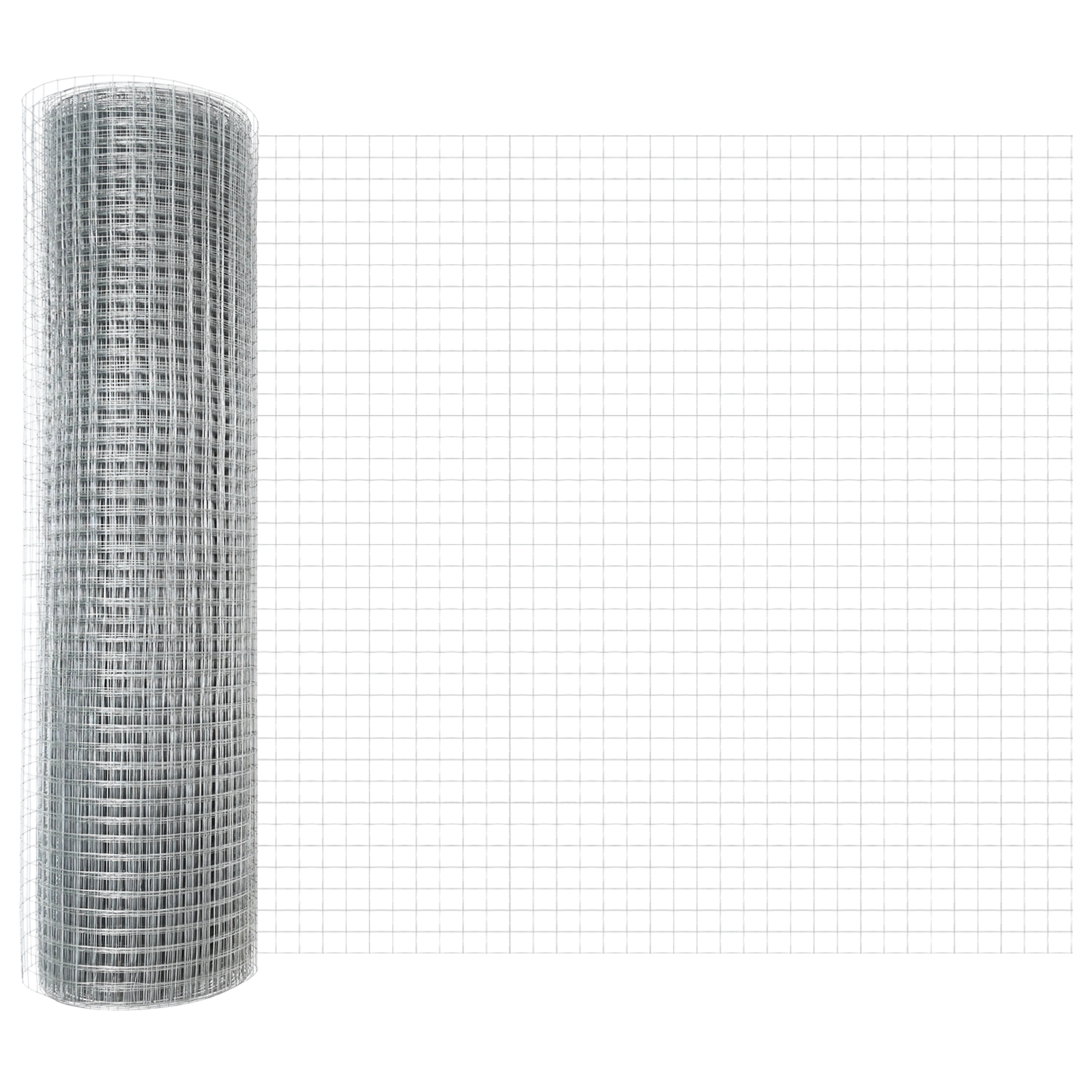 Recinzione in Rete Saldata con 22 Pali U Argento 0.8x50 m Acciaio