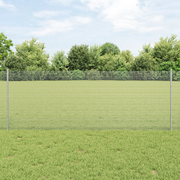 Recinzione in Rete Saldata con 22 Pali U Argento 0.8x50 m Acciaio