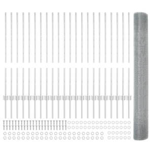 Recinzione in Rete Saldata con 44 U Post Argento 1x50 m Acciaio