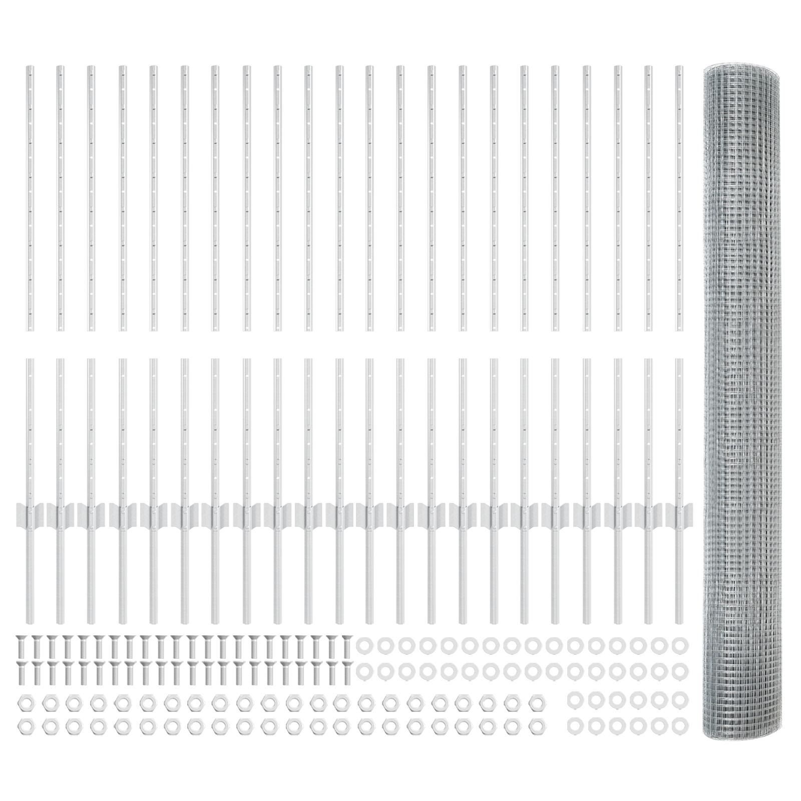 Recinzione in Rete Saldati con 44 Post U Argento 1x50 m Acciaio