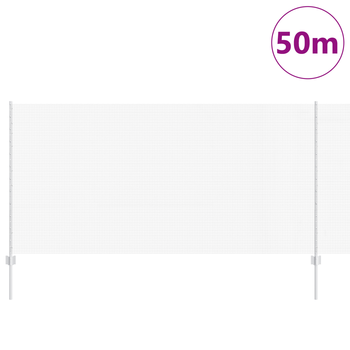 Recinzione in Rete Saldato con 44 Pali U Argento 1.2x50 m Acciaio