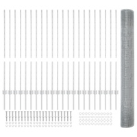 Recinzione in Rete Saldato con 44 Pali U Argento 1.2x50 m Acciaio
