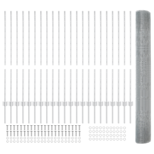 Recinzione in Rete Saldato con 44 Pali U Argento 1.2x50 m Acciaio