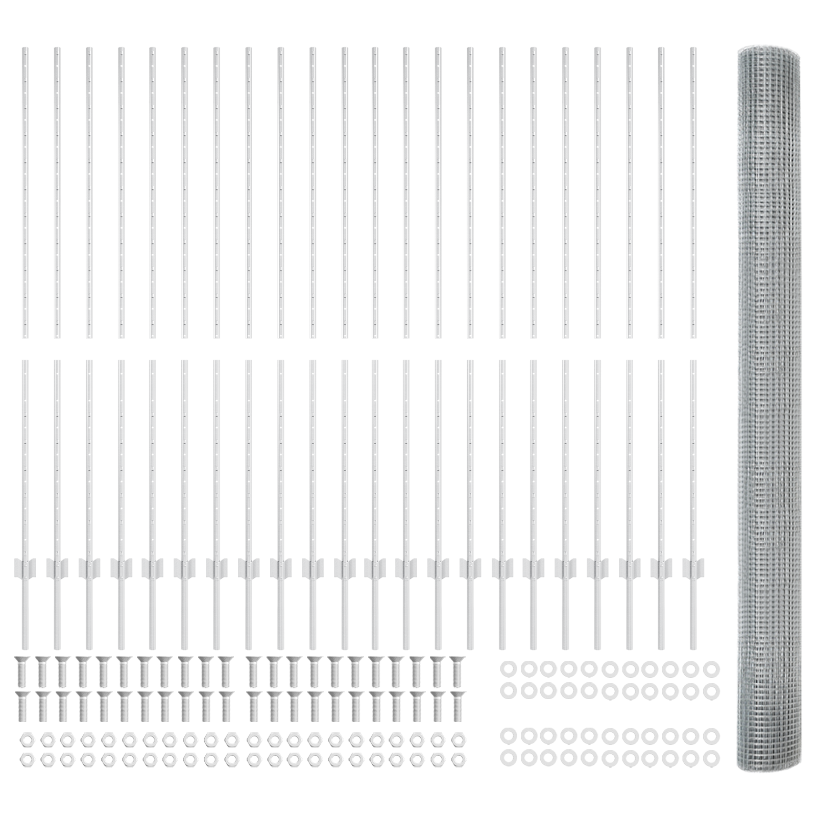 Recinzione in Filo Saldato con 20 Paletti Argento 1.5x50 m Acciaio