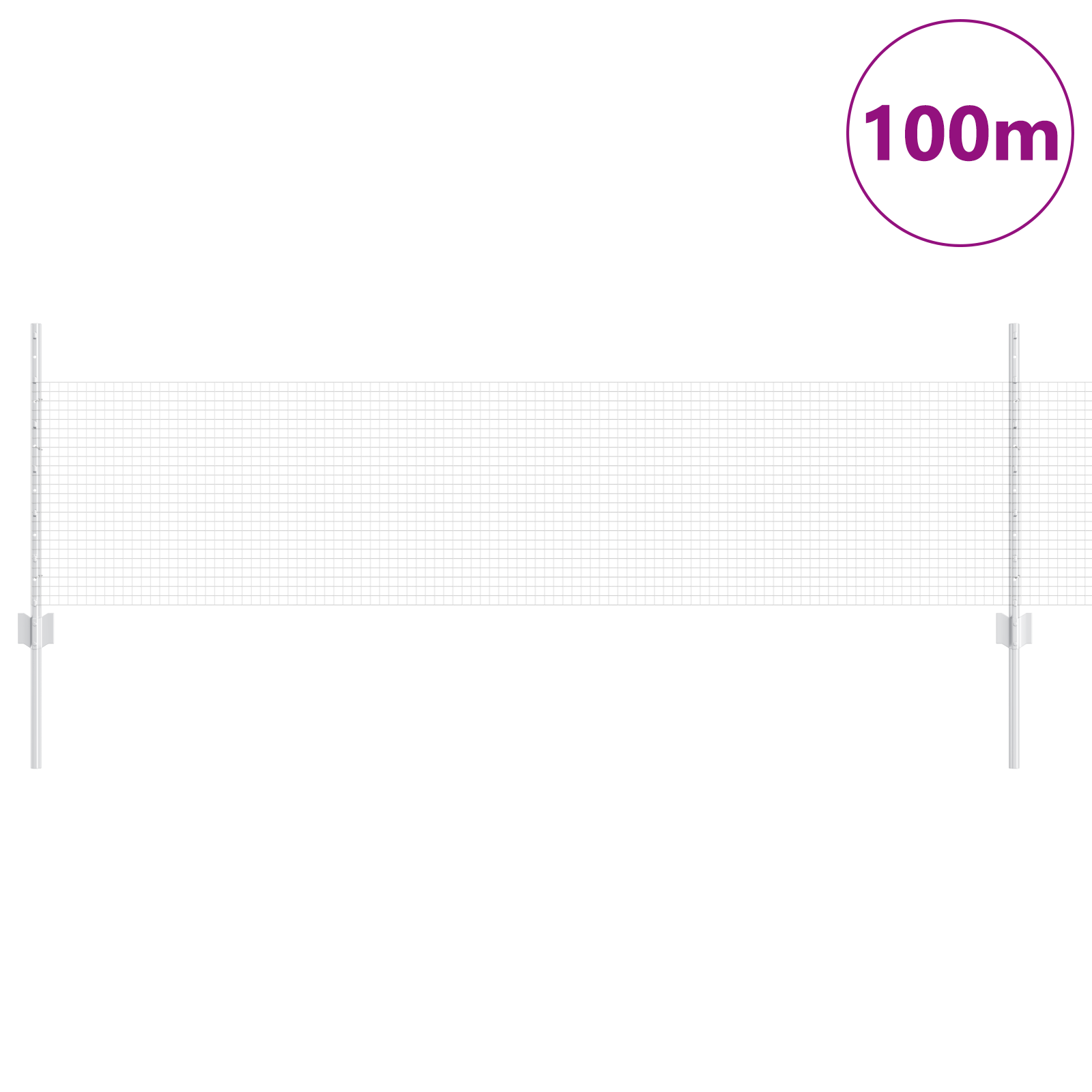 Recinzione in Filo Saldato con 5 Pannelli Argento 0.5x100 m Acciaio