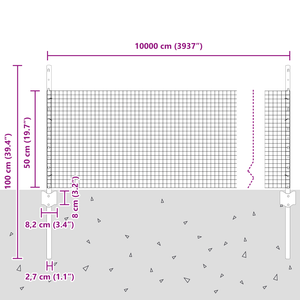 Recinzione in Filo Saldato con 5 Pannelli Argento 0.5x100 m Acciaio