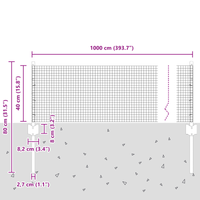 Recinzione in Rete Saldato con 5 Post U Verde 0.4x10 m Acciaio
