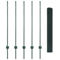 Recinzione in Ferro Saldato con 5 Post U Verde 1,2x10 m Acciaio