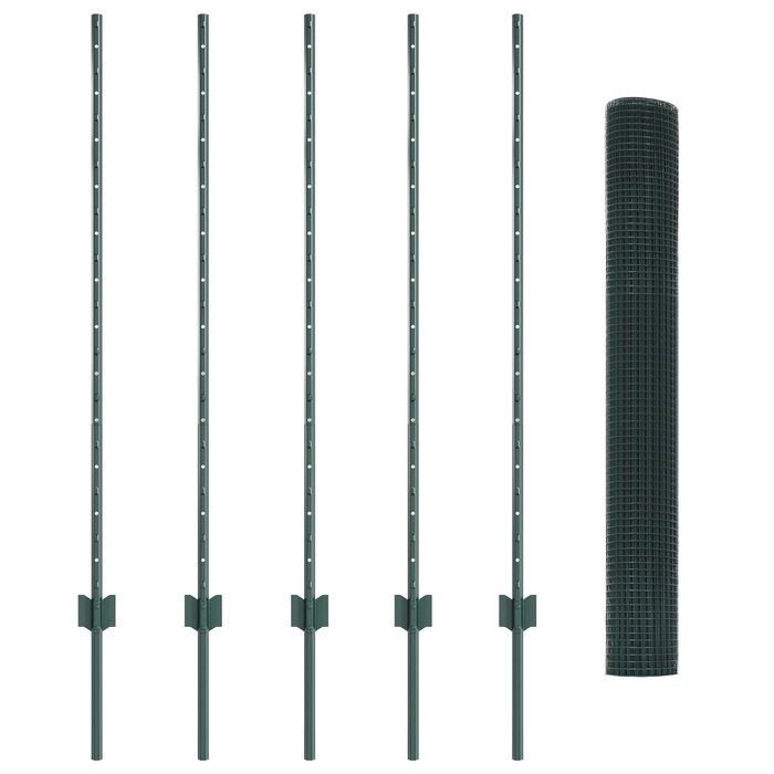 Recinzione in Ferro Saldato con 5 Post U Verde 1,2x10 m Acciaio